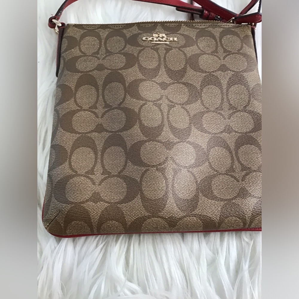 Authentic Coach Signature Canvas  North South Crossbody Shoulder Bag - Picture 12 of 16